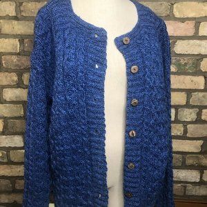 ARAN SWEATER MARKET IRELAND Merino Wool Sweater Cardigan XL Women's Button Up